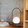 Opviq Lámpara de sobremesa de metal y cristal Blanco y Negro